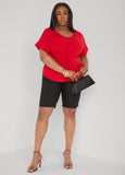 Tie Front V Neck Top
