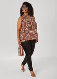 Chain Trimmed Abstract Print Top