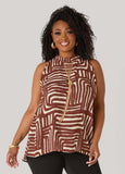 Chain Trimmed Abstract Print Top