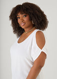 Textured Cold Shoulder Top