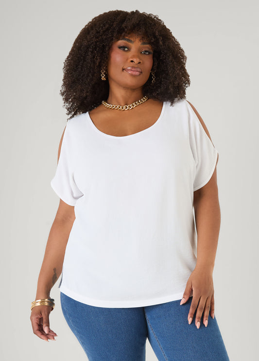 Plus Size Cold Shoulder Top Summer Short Sleeve Blouse