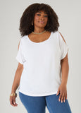 Plus Size Cold Shoulder Top Summer Short Sleeve Blouse