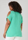 Textured Cold Shoulder Top