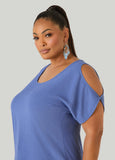 Textured Cold Shoulder Top