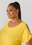 Textured Cold Shoulder Top