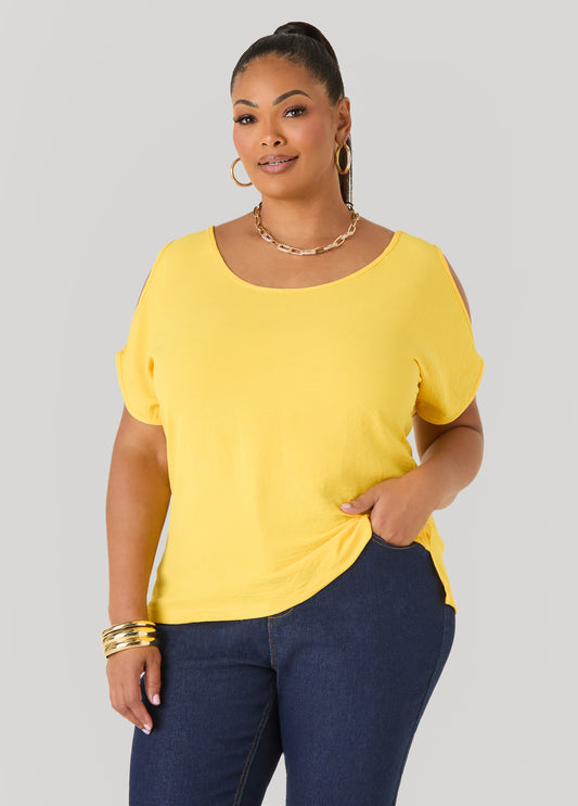 Plus Size Cold Shoulder Top Summer Short Sleeve Blouse