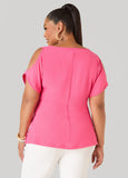 Textured Cold Shoulder Top