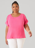 Textured Cold Shoulder Top