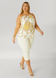 Printed Chain Trimmed Top