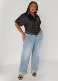 Ruched Satin Shirt