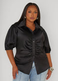 Ruched Satin Shirt