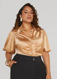 Plus Size Ruched Satin Shirt
