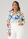 Face Print Collared Shirt