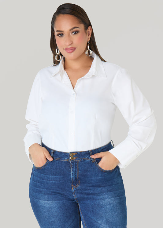 Collared Cotton Blend Shirt