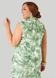 Palm Print Linen Blend Shirt