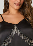 Crystal Fringe Satin Cami