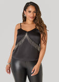 Plus Size Crystal Fringe Satin Cami