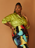 Plus Size Satin Shirt Plus Size Party Collared Top Two Piece Matching Set