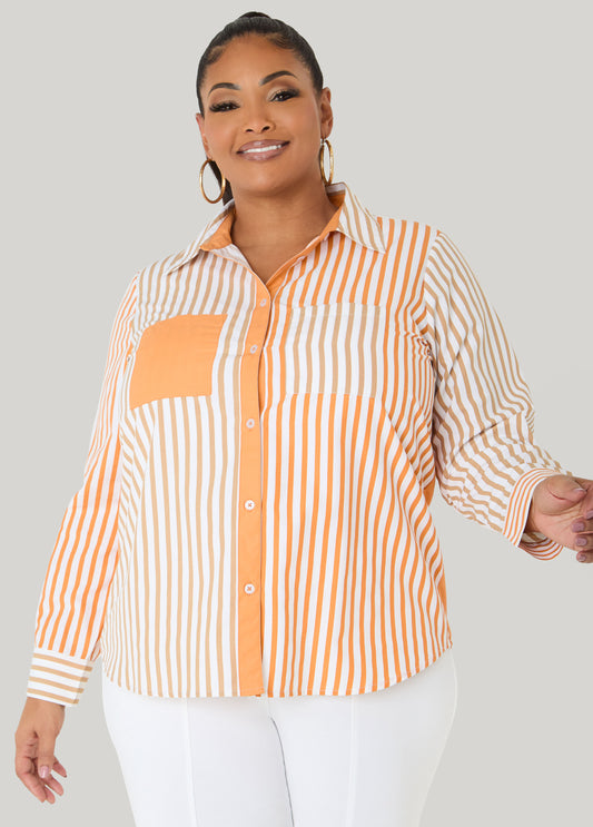 Colorblocked Striped Shirt