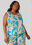 Plus Size Floral Print Poplin Top