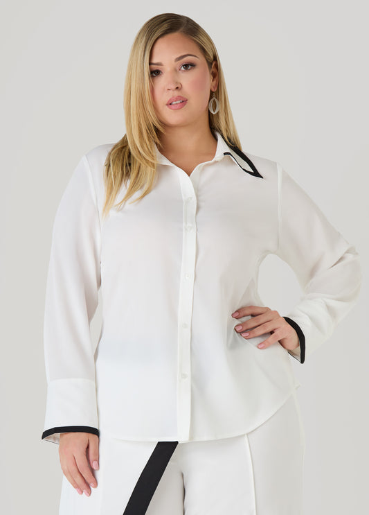 Plus Size Two Tone Crepe Shirt