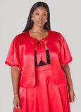 Plus Size Satin Top Plus Size Holiday Fashion Matching Two Piece Set