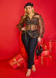 Plus Size Leopard Sheer Shirt Animal Cheetah Sexy Party Top