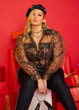 Plus Size Leopard Sheer Shirt Animal Cheetah Sexy Party Top
