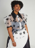Plus Size floral print blouse plus size sheer top plus summer tops