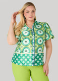 Puff Sleeved Circle Print Shirt
