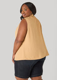 Textured Tie Neck Keyhole Top