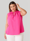 Textured Tie Neck Keyhole Top