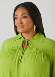 Ruffle Trimmed Gauze Blouse