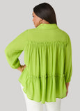 Ruffle Trimmed Gauze Blouse