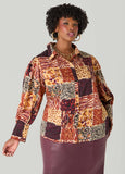 Plus Size Pleated Printed Shirt