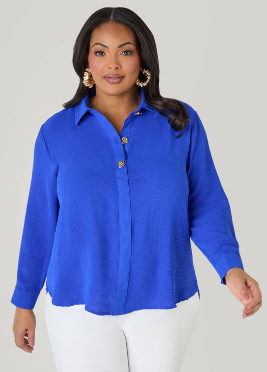 Button Embellished Textured Shirt