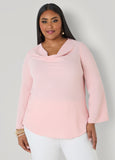 Plus Size Cowl Neck Blouse Trendy Work Long Sleeved Top