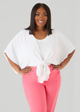 Textured Tie Front Shrug