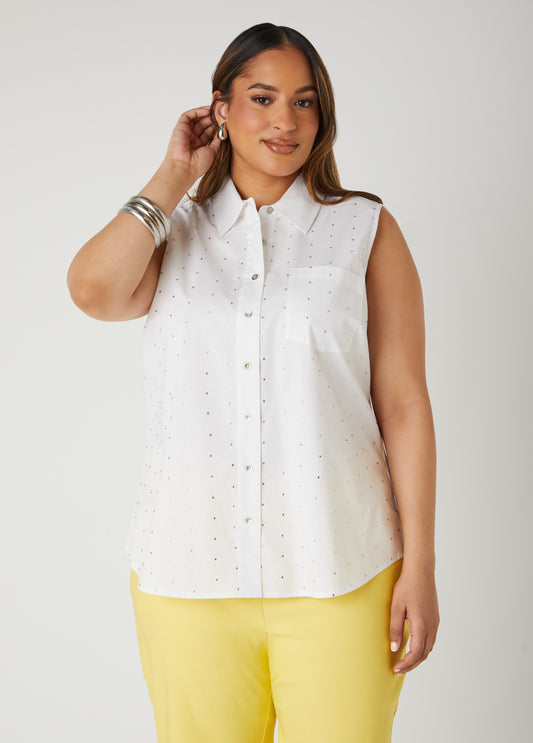 Plus Size Crystal Cotton Poplin Shirt