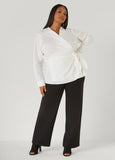 Cotton Blend Wrap Shirt