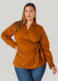 Cotton Blend Wrap Shirt