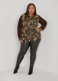 Velvet Paneled Camo Twill Shirt