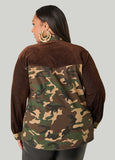 Velvet Paneled Camo Twill Shirt