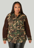 Velvet Paneled Camo Twill Shirt
