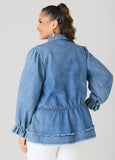 Smocked Denim Peplum Top