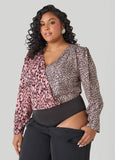 Paneled Leopard Print Bodysuit