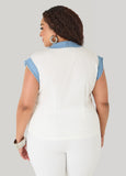 Denim Trimmed Cotton Shirt