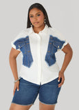 Denim Patchwork Cotton Shirt