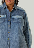 Frayed Acid Wash Chambray Shirt