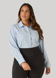 Striped Cotton Blend Poplin Shirt